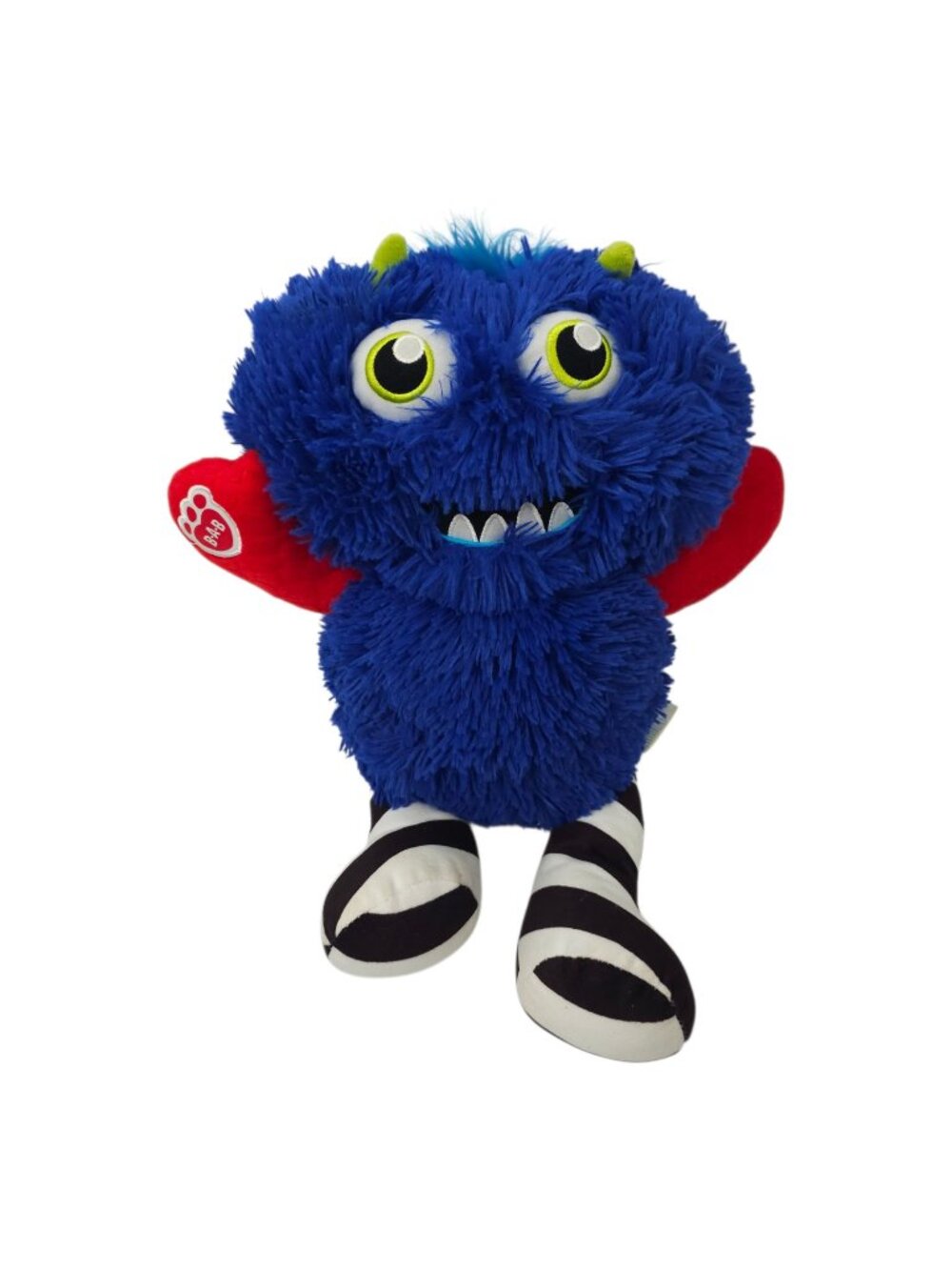 Build a Bear Blue Mixter Monster Plush Red Arms Striped Legs Stuffed Toy BAB